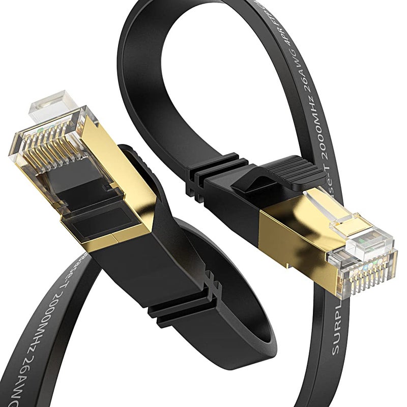 Surplay Cat8 10FT-3Pack Ethernet Cable,Black-40Gbps Internet Network Cord,High Speed Gold-Plated RJ45 Double Shielded with Ground Wire & Cable-Tie for PS5/4,PC,Xbox,Hub,TV - Image 2